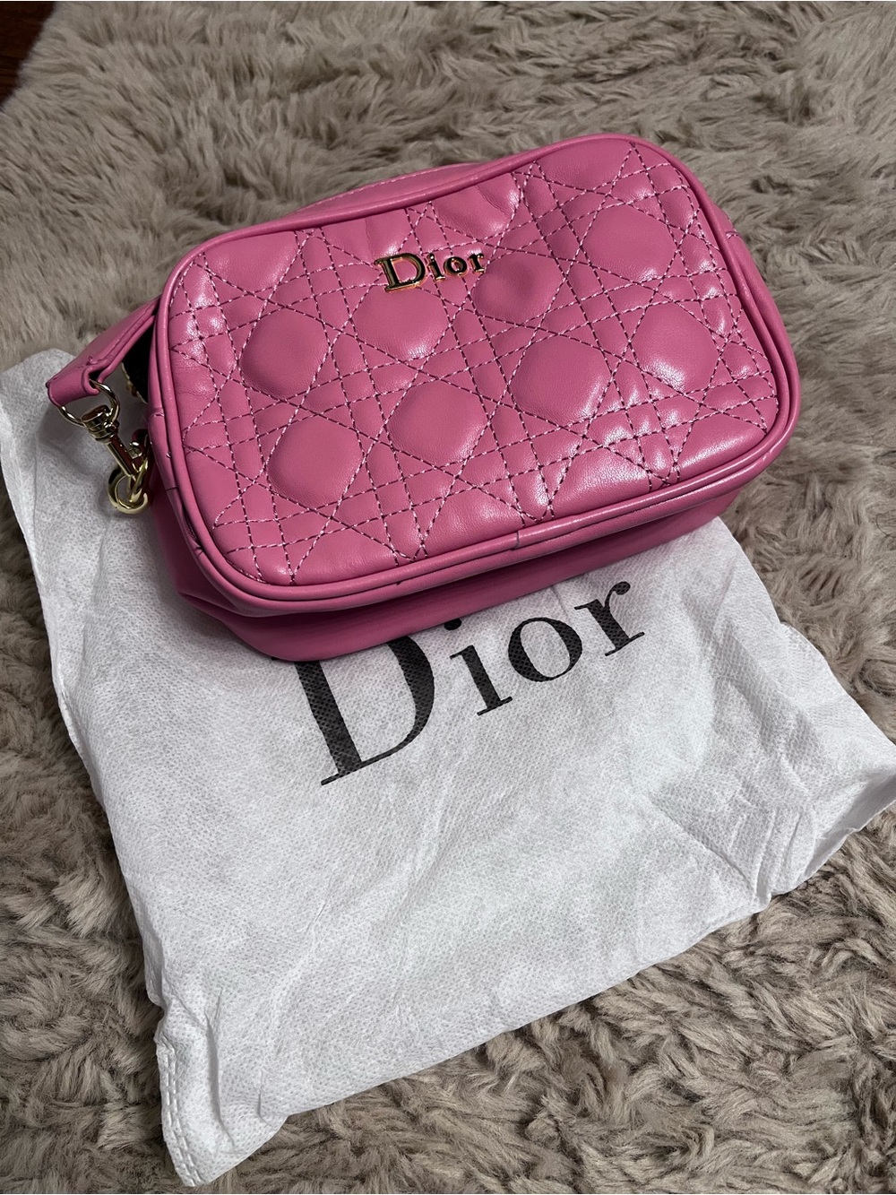 Dior Pink Quilted Leather Camera Bag from the beauty line with Signature Strap - Picture 11 of 11